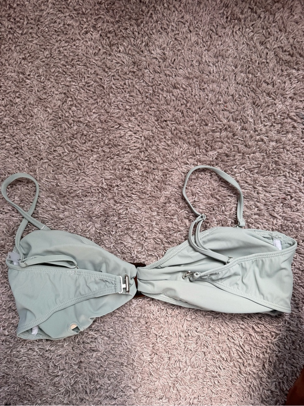 Lulu's Mint Green Ribbed Bikini Top with Center Buckle - Picture 2 of 3